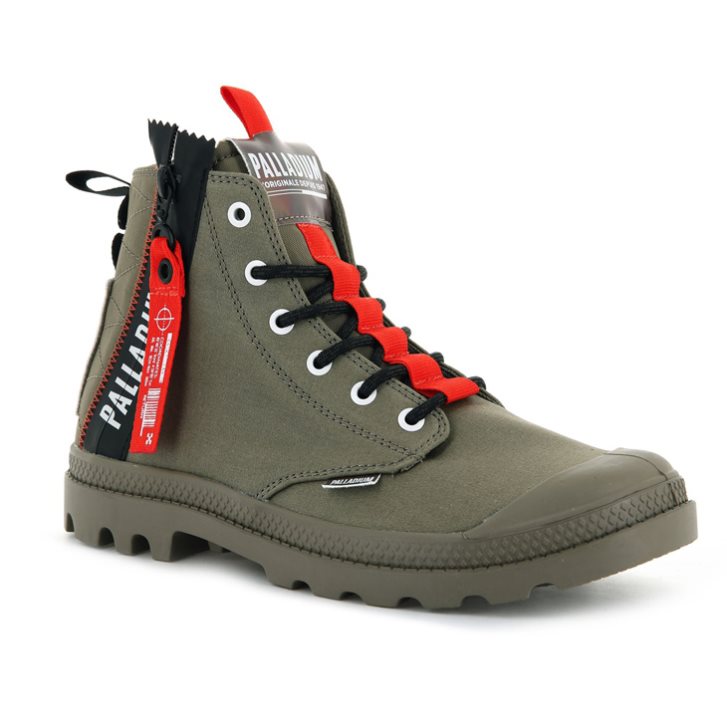 Bottes Palladium Pampa Hi Ticket To Earth Homme Vert Olive | FR QUD726G